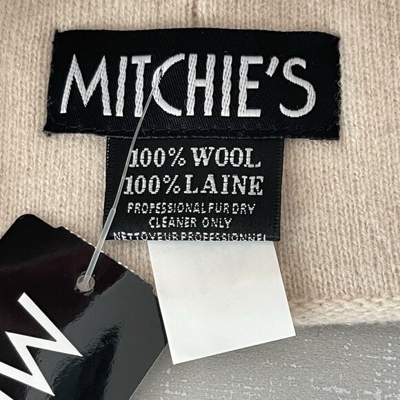 Mitchie's Animal Print Crystal 100% Wool Beanie Winter Hat Fox Fur Pom Pom OS - Picture 6 of 9